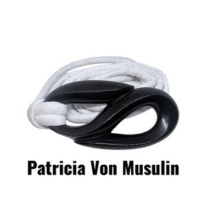 Patricia von Musulin Black Lucite Belt Buckle White Leather Belt 1982 Calderon
